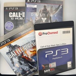 PlayStation 3 PS3 Games Bundle (4) COD Ghost Battlefield Destiny Black Ops II